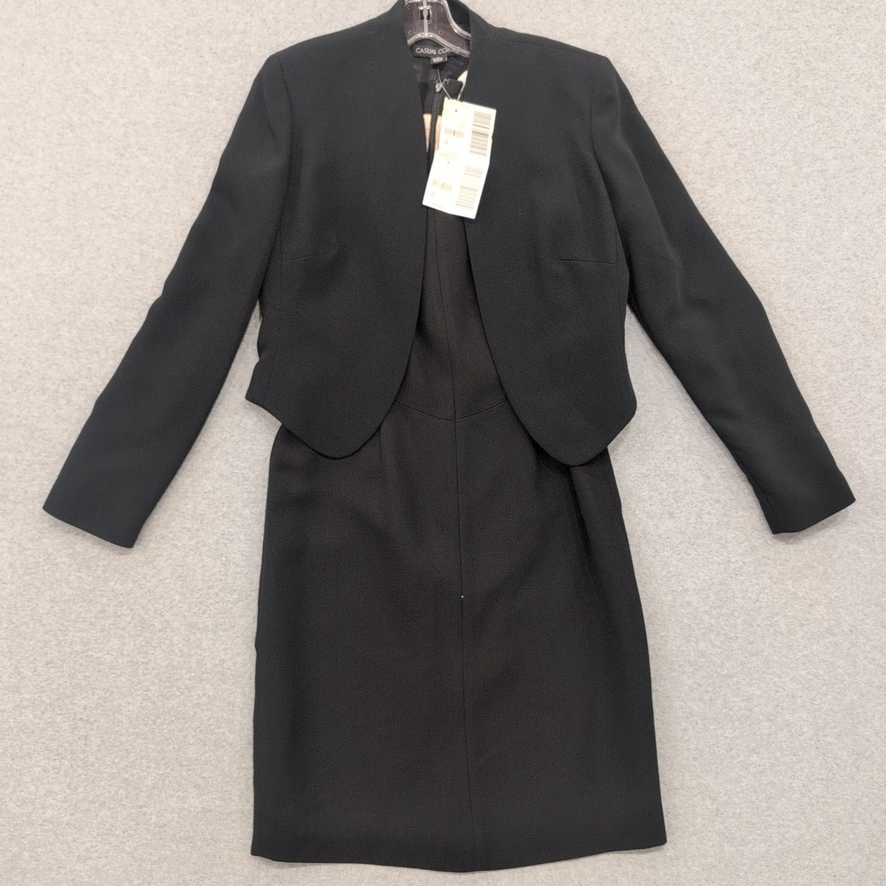 Casual Corner Annex Black Sheath Dress & Cropped Bolero Jacket Suit Size 8/6 NWT